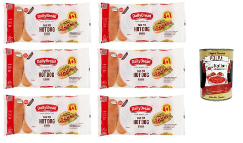 Italian Gourmet E.R. Baguette DailyBread Pane per Hot Dog Panini 6x 312gr+ Italian Gourmet polpa 400g 8032804040014