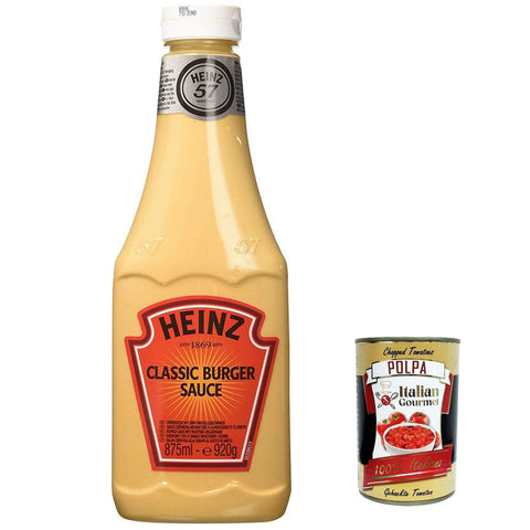 HEINZ Sauce Burger Sauce Classica 875ml Up Right Flacon Chips Gewürz Flasche 3x Original italienisch inkl. Italian Gourmet Polpa 400g