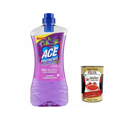 ACE Pavimenti Igienizzante Lavanda E Olii Essenziali, Bodenreiniger, Lavendel und ätherische Öle 1 Lt 3x inkl. Italian Gourmet polpa 400g Original italienisch
