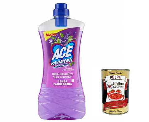Italian Gourmet E.R. Bodenreinigung 3x Ace Pavimenti Igienizzante Lavanda E Olii Essenziali, Bodenreiniger, Lavendel und ätherische Öle 1 Lt + Italian gourmet polpa 400g 8001480703919