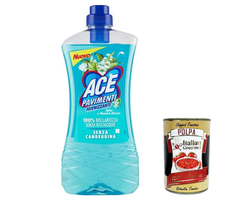ACE Pavimenti Igienizzante Talco e Muschio Bianco, Bodenreiniger, Talkum und Weißer Moschus 1 Lt 3x inkl. Italian Gourmet polpa 400g Original italienisch