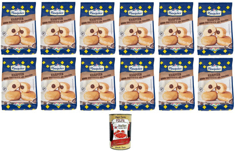 PASQUIER KRAPFEN Schokoladen-Haselnuss-Geschmack 270 GR 12x Original italienisch inkl. Italian Gourmet Polpa 400g