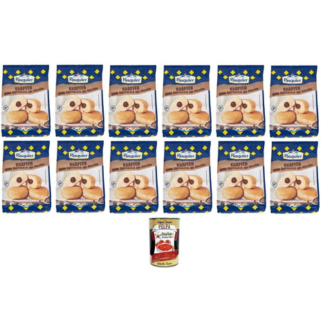 PASQUIER KRAPFEN Schokoladen-Haselnuss-Geschmack 270 GR 12x Original italienisch inkl. Italian Gourmet Polpa 400g