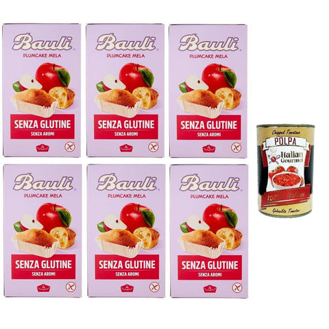 Bauli Buonessere PLUMCAKE mit Apfel Glutenfrei, Laktosefrei, Geschmacksfrei 6x 132gr inkl. Italian Gourmet polpa 400g Original italienisch