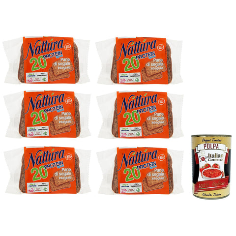 Náttúra Protein Sport Pane di Segale Integrale Bio Roggenvollkornbrot mit Weizenproteinen, Leinsamen und Soja 6x250g Original italienisch Gebäck