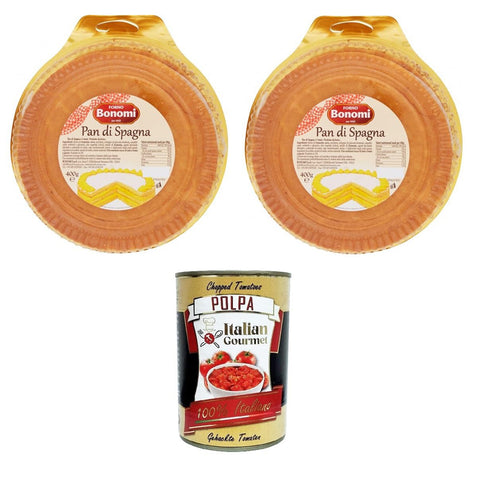 Forno Bonomi Pan Di Spagna Pronto da farcire tre strisce Füllfertiger Biskuitkuchen mit drei Streifen 2x 400gr inkl. Italian Gourmet polpa 400g Original italienisch