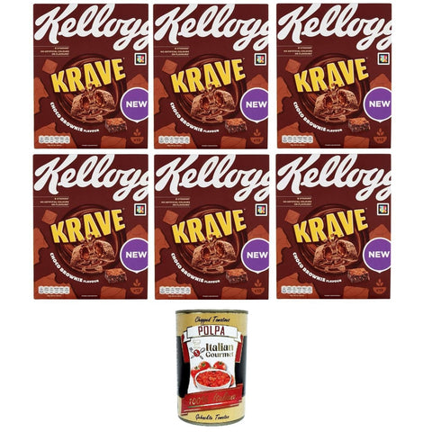 Kellog's Krave Choco Brownie Flavour 6x 375gr Original italienisch inkl. Italian Gourmet Polpa 400g