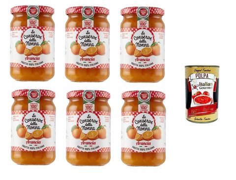 Italian Gourmet E.R. Brot & Backwaren Le Conserve della Nonna Confettura di Arancia Orangenmarmelade 6x 350gr + Italian Gourmet polpa 400g 8005360006305