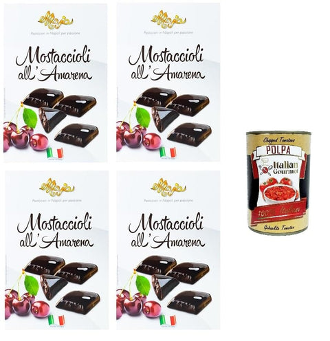 Italian Gourmet E.R. Brot & Backwaren Maja Mini Mustaccioli Gusto Amarena Mini Mustaccioli Schwarzkirschgeschmack, klassisches Weihnachtsdessert 4x200gr + Italian Gourmet polpa 400g 8032804040014