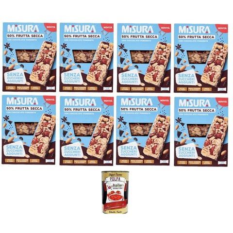 Misura Barretta con Frutta Secca e Cioccolato Fondente Riegel mit Trockenfrüchten und dunkler Schokolade Ohne 8x120g Original italienisch Gebäck