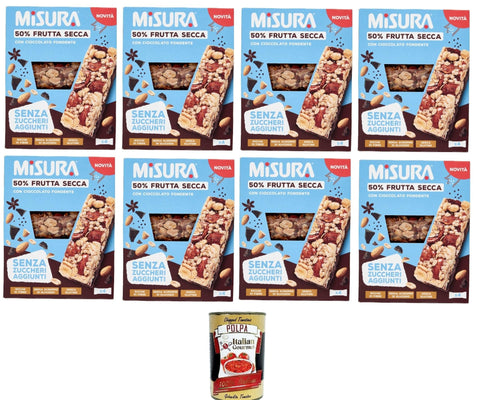 Misura Barretta con Frutta Secca e Cioccolato Fondente Riegel mit Trockenfrüchten und dunkler Schokolade Ohne 8x120g Original italienisch Gebäck