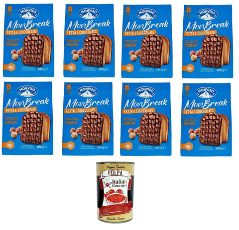 MONVISO Monbreak Fetta e cioccolato gianduja Monbreak Scheibe und Gianduja Schokolade 8x180g Original italienisch Gebäck