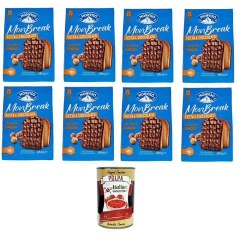 MONVISO Monbreak Fetta e cioccolato gianduja Monbreak Scheibe und Gianduja Schokolade 8x180g Original italienisch Gebäck