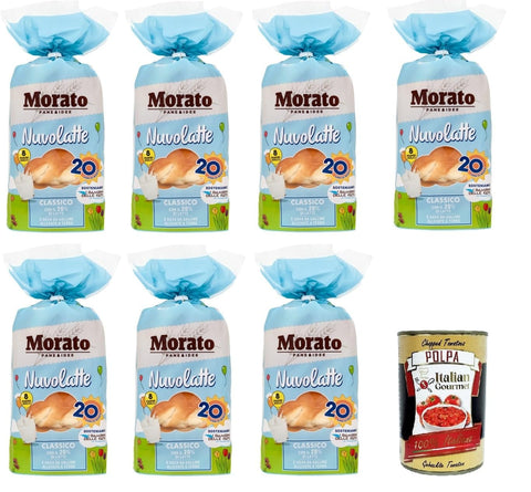 Morato- Nuvolatte Brot vom Typ „0“ mit Milch und Zucker 7x400gr Original italienisch inkl. Italian Gourmet Polpa 400g