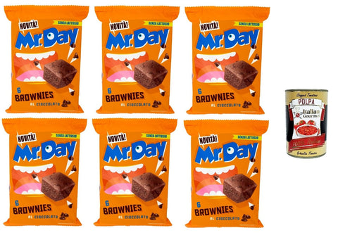 Italian Gourmet E.R. Brot & Backwaren Mr. Day Brownies dunkle Schokoladensnacks mit laktosefreien Schokoladenstückchen,6x 210 g+ Italian Gourmet polpa 400g 8032804040014