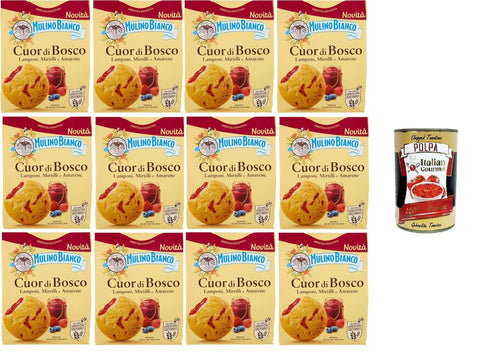 Mulino Bianco Biscotti Cuor di Bosco Kekse von Cuor di Bosco 12x300gr Original italienisch inkl. Italian Gourmet Polpa 400g