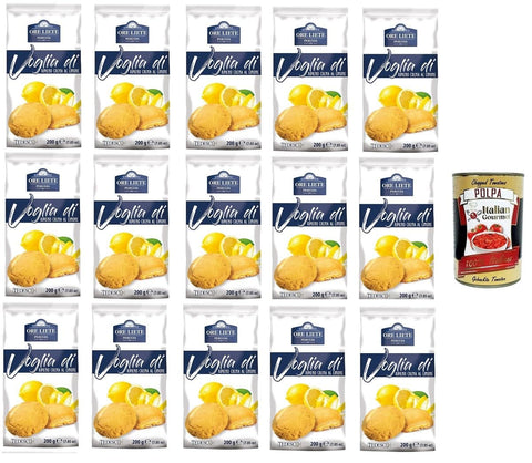 Italian Gourmet E.R. Brot & Backwaren Ore Liete Perugia- Voglia Di Biscotti di frolla ripieni di Crema Limone Lust auf Mürbeteigkekse gefüllt mit Zitronencreme 15x200gr+ Italian Gourmet polpa 400g 8032804040014