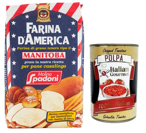 Italian Gourmet E.R. Brot Molino Spadoni Farina Mehl Typ 0 vom amerikanischen Typ Manitoba,Ideal für Brot, Pizza, Focaccia, Kuchen, Kekse und Desserts,1Kg + Italian Gourmet Polpa di Pomodoro 400g Dose 8002213000527