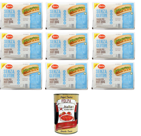 Italian Gourmet E.R. Brötchen Doria Panini per Hot Dog senza glutine Glutenfreies Hot Dog Panini 9x 150gr+ Italian Gourmet polpa 400g 8032804040014