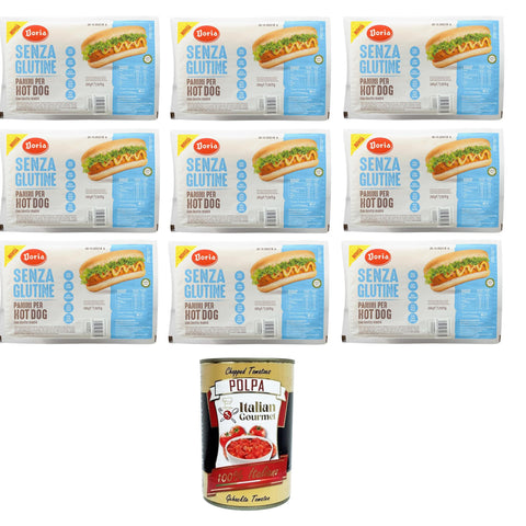 Doria Panini per Hot Dog senza glutine Glutenfreies Hot Dog Panini 9x 150gr inkl. Italian Gourmet polpa 400g Original italienisch