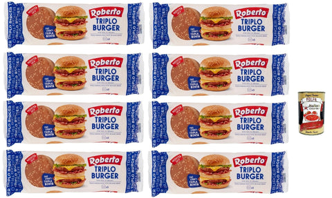 Italian Gourmet E.R. Brötchen Roberto Triplo Burger Con Semi Di Sesamo, triple Hamburger buns, Hamburgerbrötchen, 8x 240 g + Italian Gourmet polpa 400g 8032804040014