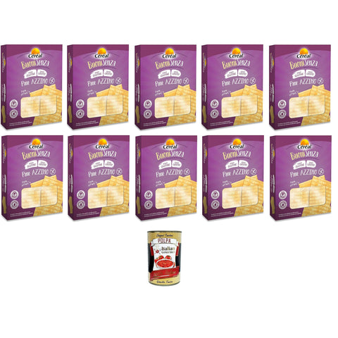 Céréal Buoni Senza Pane Azzimo, Pane Senza Glutine, Pane Senza Lievito, Buoni Ohne ungesäuertes Brot, Glutenfreies Brot, Hefefreies Brot 10x 180 g inkl. Italian Gourmet polpa 400g Original italienisch