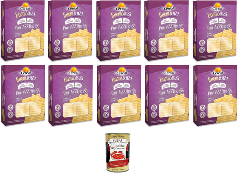 Italian Gourmet E.R. Brotzeit Céréal Buoni Senza Pane Azzimo, Pane Senza Glutine, Pane Senza Lievito, Buoni Ohne ungesäuertes Brot, Glutenfreies Brot, Hefefreies Brot, 10x 180 g+ Italian Gourmet polpa 400g 8032804040014