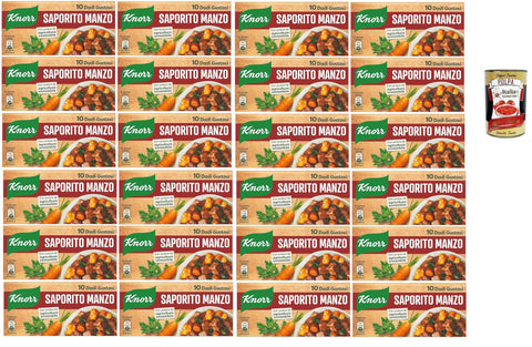 Italian Gourmet E.R. Brühe 24x knorr dado saporito manzo brodo leckeres Rindfleisch Suppenwürfel Brühe 10 pz + Italian Gourmet polpa 400g 8032804040014