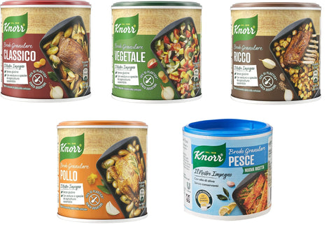 Italian Gourmet E.R. Brühe & Fond Testpaket Knorr Brodo Granulare pflanzliche granulierte Brühe 5x150g Geschmack für Ihre Gerichte Gluten-frei laktosefrei 100% Italienische Brühe 8001080019441