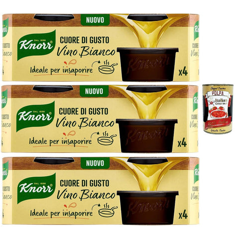 Knorr Cuore di Gusto Vino Bianco, Vegan, gluten -frei, 3x 112g Original italienisch inkl. Italian Gourmet Polpa 400g
