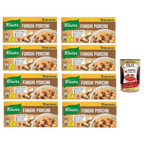 Knorr Dado Funghi Porcini, Brühwürfel Brühe, 8 Packung mit 10 Steinpilzewürfel Original italienisch inkl. Italian Gourmet Polpa 400g