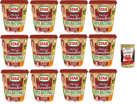 Italian Gourmet E.R. Brühe STAR Il Mio Brodo Granulare 100% Naturale Classico, 12x 150 g, reich an Geschmack, palmölfrei, Glutamatfrei, glutenfrei. Ideal zum Würzen Ihrer Rezepte + Italian Gourmet polpa 400g 8032804040014