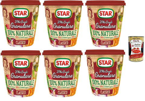 Italian Gourmet E.R. Brühe STAR Il Mio Brodo Granulare 100% Naturale Classico, 6x 150 g, reich an Geschmack, palmölfrei, Glutamatfrei, glutenfrei. Ideal zum Würzen Ihrer Rezepte + Italian Gourmet polpa 400g 8032804040014