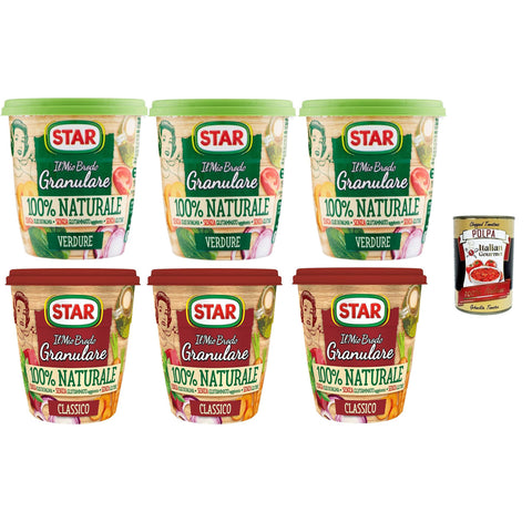 Star Il Mio Brodo Granulare 100% Naturale Classico und Vegetale, reich an Geschmack 6x150g Original italienisch Zutat