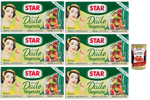 Italian Gourmet E.R. Brühe STAR il Mio Dado Vegetale, Mit 9 Gemüse, 20 Würfel, 6x 200 g, ohne Konservierungsstoffe, laktose -freier und glutenfrei. Ausgezeichneter Geschmack+ Italian Gourmet polpa 400g 8032804040014
