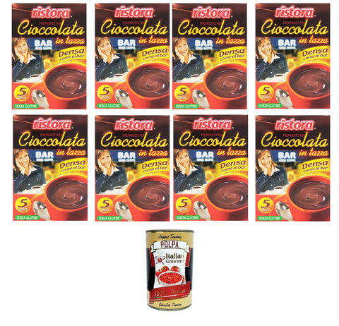 Italian Gourmet E.R. Bubble Tea Ristora Prepatato per cioccolata calda in tazza, Denso come al Bar Zubereitung für heiße Schokolade in der Tasse, dicht wie an der Bar 8x125gr +Italian Gourmet polpa 400g 8032804040014