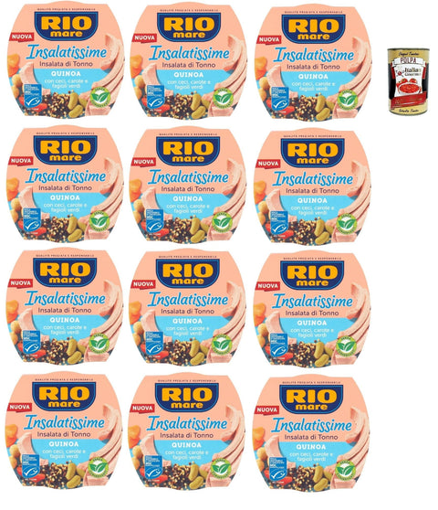 Italian Gourmet E.R. Bulgur, Couscous & Quinoa Rio Mare Insalatissime di tonno Gusto Quinoa, Tuna Salad, Thunfischsalat mit Quinoa, Kichererbsen, Karotten und grünen Bohnen 12x 220 g + Italian Gourmet polpa 400g 8032804040014