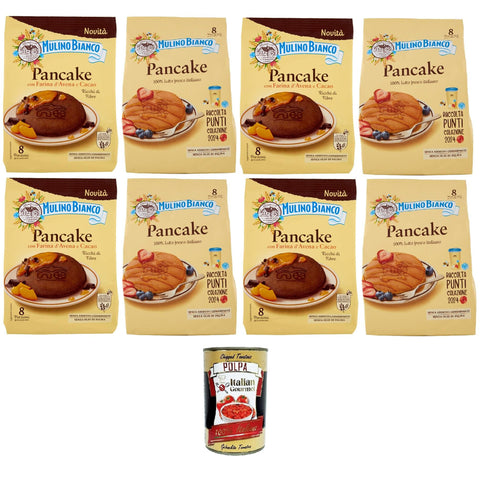 Mulino Bianco Testpaket Pancake classico e con Farina d'Avena e Cacao Klassiker und Pfannkuchen mit Hafermehl und 4x256g Original italienisch Gebäck