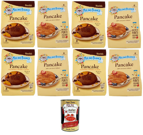 Mulino Bianco Testpaket Pancake classico e con Farina d'Avena e Cacao Klassiker und Pfannkuchen mit Hafermehl und 4x256g Original italienisch Gebäck
