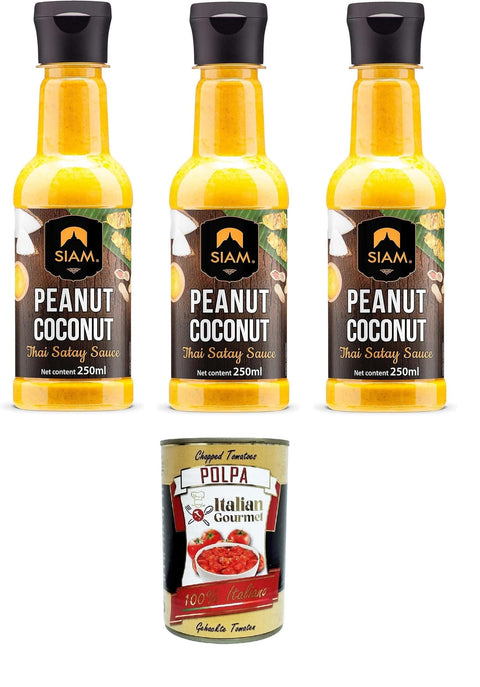 Italian Gourmet E.R. Chilisaucen Siam Peanut Coconut Thai Satay Sauce 3x 250 ml+ Italian Gourmet polpa 400g 8032804040014