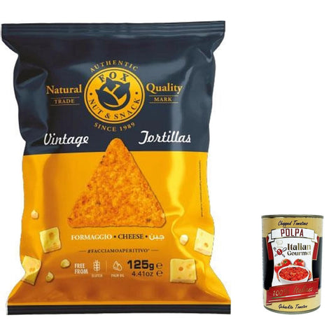 FOX Natural Quality Vintage Potatoes Tortilla Chips Käse, Nacho cheese Corn, Premium italienische handgefertigte Kartoffel crisps chips 10x 125g inkl. Italian Gourmet polpa 400g Original italienisch