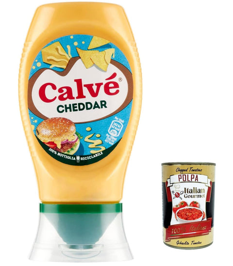 Italian Gourmet E.R. Chips 12x Calvé Salsa Cheddar, mit hochwertigen Zutaten, ideal für Hamburger und Chips, Nachos, 250 ml + Italian Gourmet polpa 400g 8690637965272