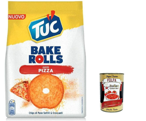 Tuc Bake Rolls, dünne und knusprige Brotchips mit Pizzageschmack 12x150g Original italienisch Snack