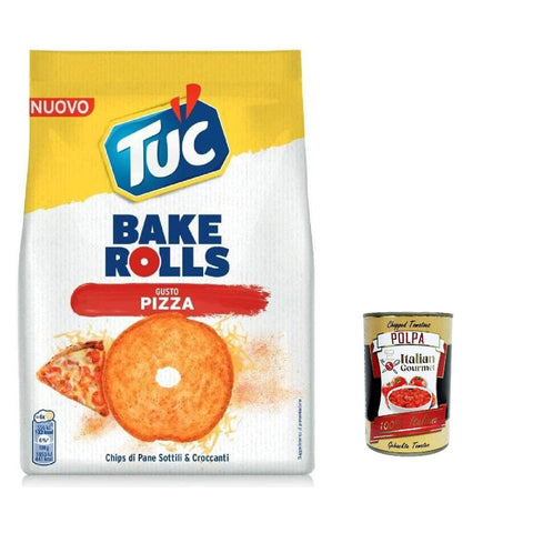 Tuc Bake Rolls, dünne und knusprige Brotchips mit Pizzageschmack 12x150g Original italienisch Snack