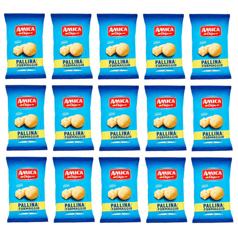 Amica Chips Pallina al Formaggio Mais-Snacks mit Käsegeschmack Salziger Snack 125g Beutel 15x Original italienisch
