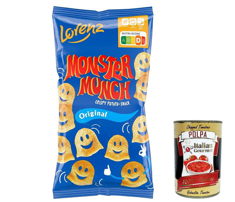 Lorenz Monster Munch Kartoffelsnack mit feiner Würzung 3x 75g inkl. Italian Gourmet polpa 400g Original italienisch