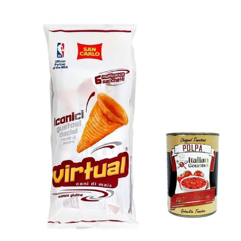 San Carlo Snack Virtual, Maiszapfen Patatine, Kartoffel Chips 132g Multipack-Packung, Jede Packung enthält 6 Beutel à 22g 3x Original italienisch inkl. Italian Gourmet Polpa 400g