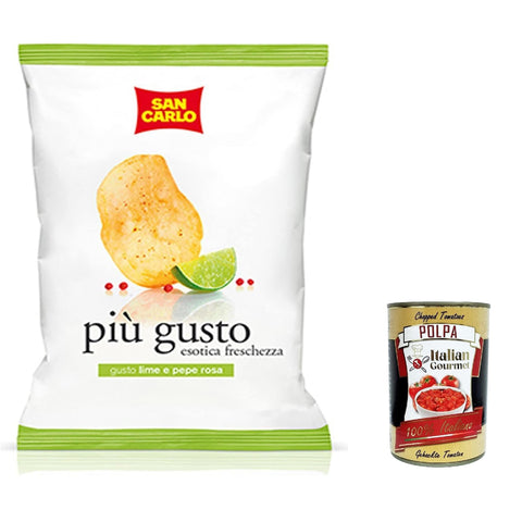 San Carlo più gusto Limette & rosa Pfeffer Chips Kartoffelchips gesalzen 5x50g Original italienisch Snack