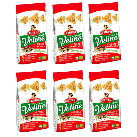 Curtiriso Le Veline Snack ai Legumi Scrokkinati Biologico Bio-Snacks mit Hülsenfrüchten 80g 6x Original italienisch