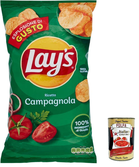 Italian Gourmet E.R. Chips 6x Lay's Campagnola Chips Patatine Kartoffelchips gesalzen 133g Kartoffel chips + Italian Gourmet Polpa 400g 8410199009975